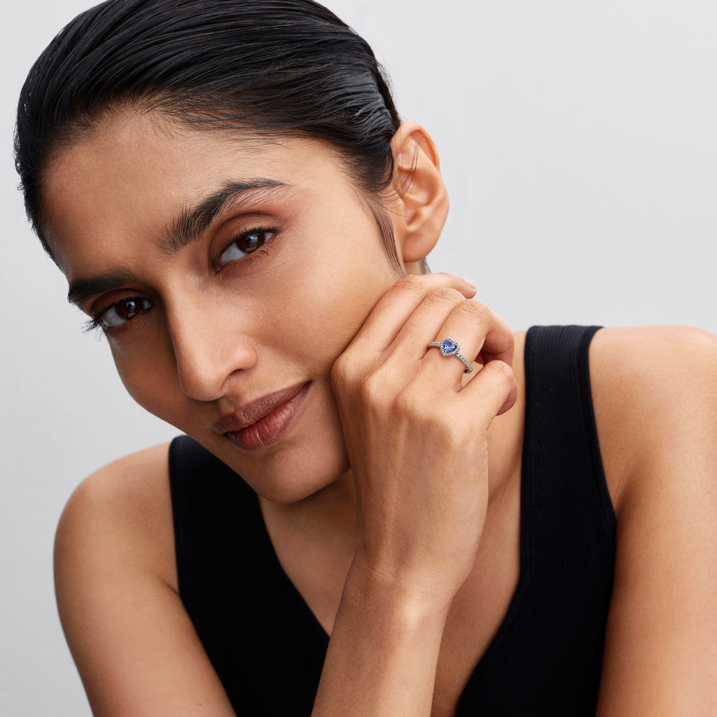 Sparkling Elevated Heart Ring