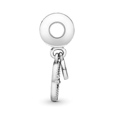 Family tree silver dangle with 14k and clear cubic zirconia