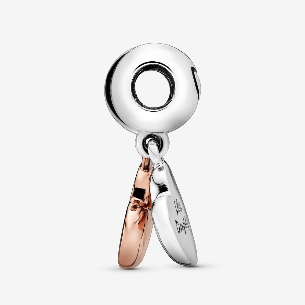 Mother & Daughter Heart Split Dangle Charm