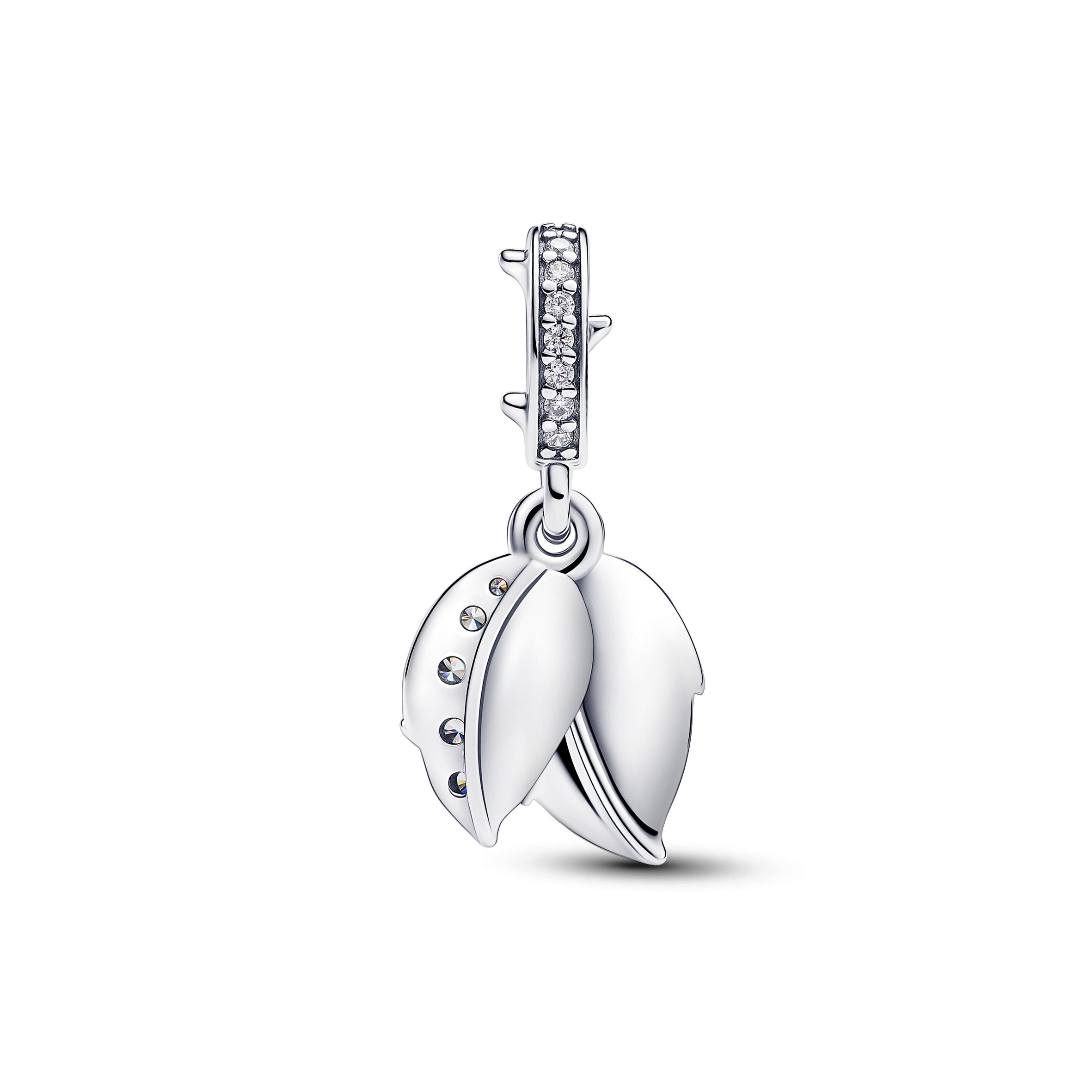 White Rose in Bloom Double Dangle Charm