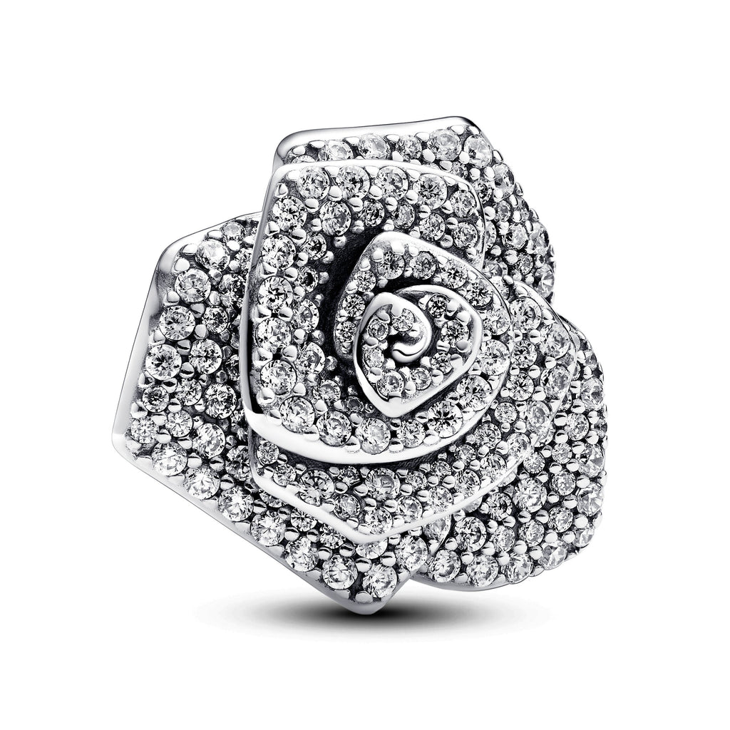 Sparkling Rose in Bloom Oversized Charm
