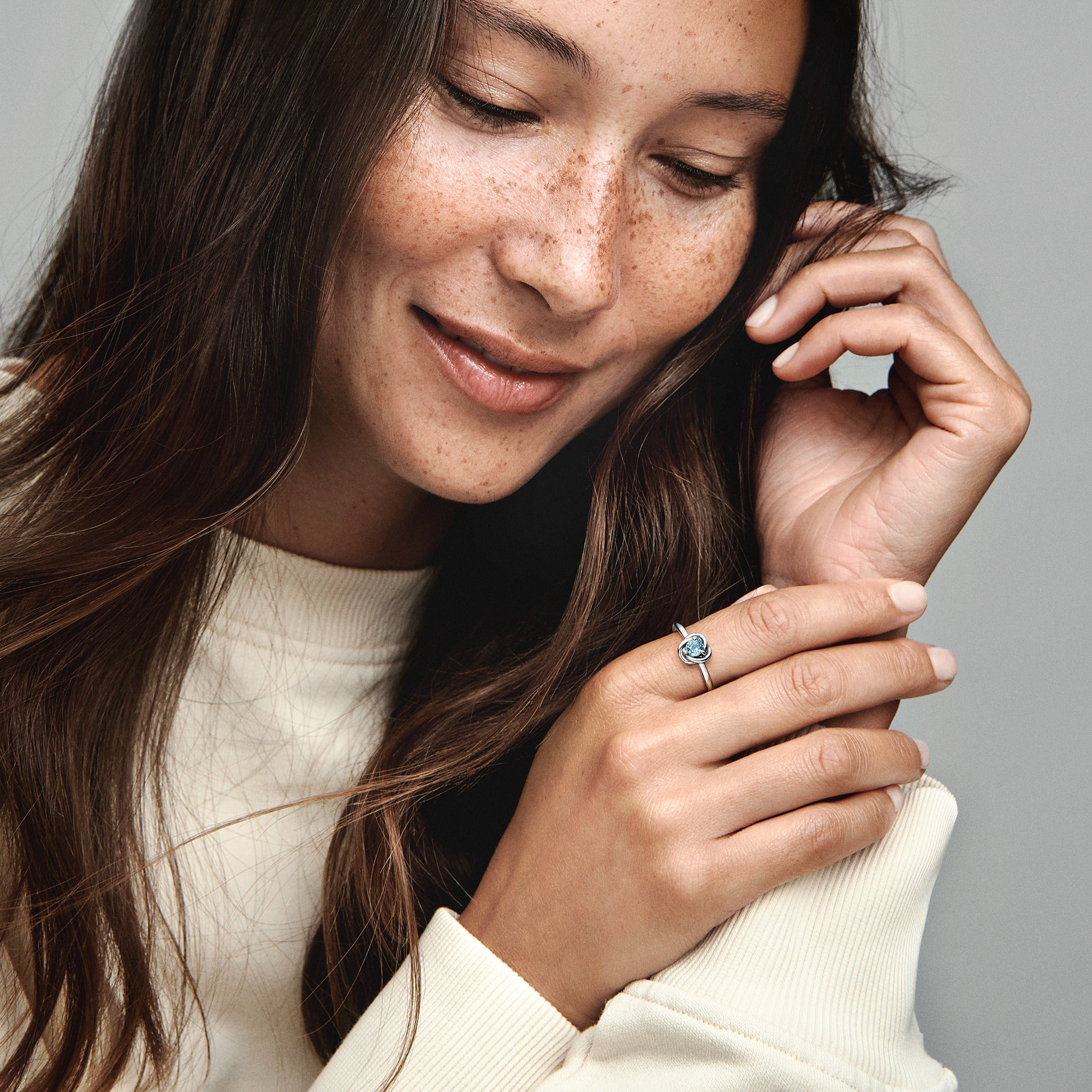 Sea Aqua Blue Eternity Circle Ring