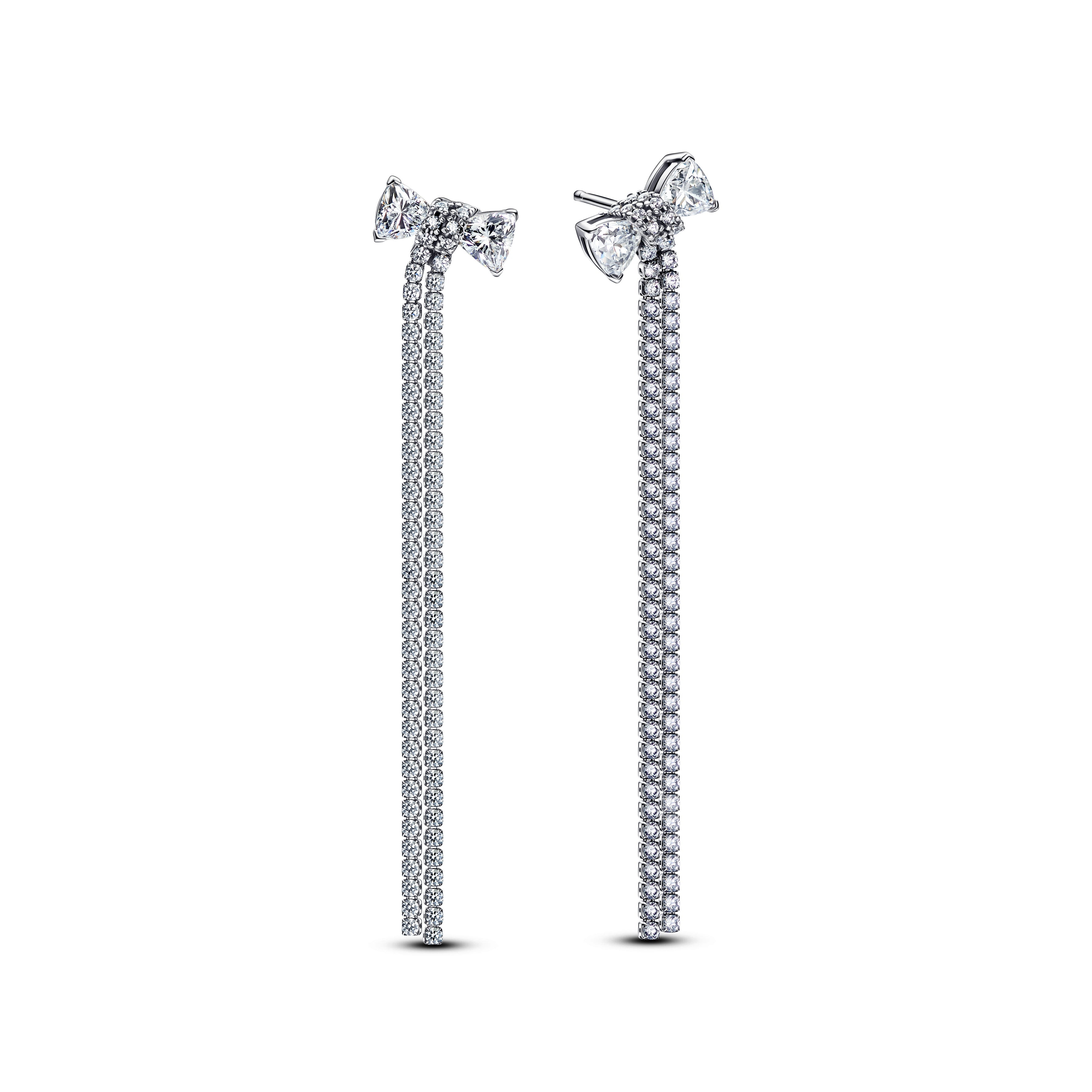 Pavé Bow Drop Earrings