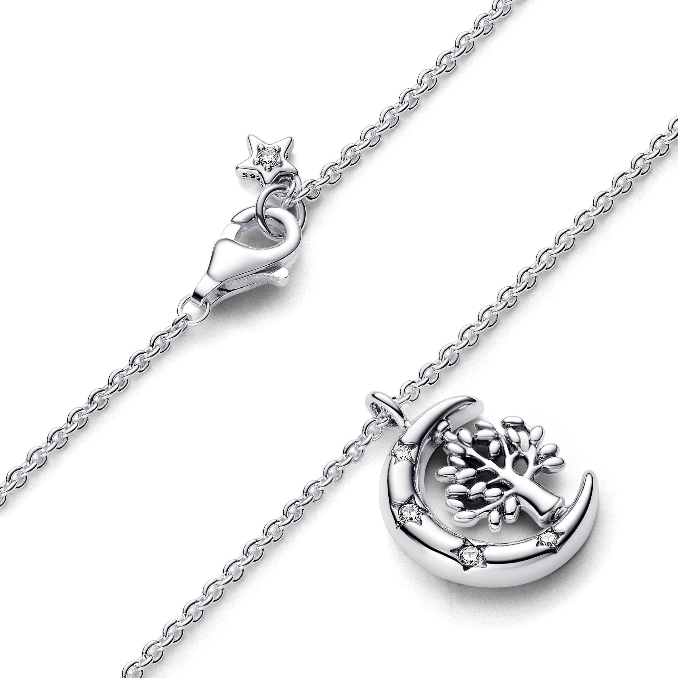 Moon & Spinning Tree of Life Pendant Necklace