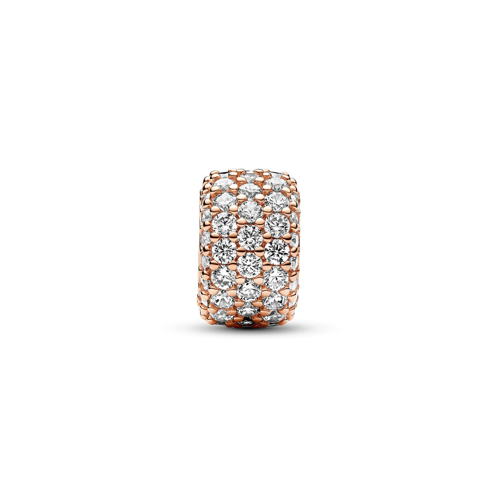 Sparkling Pavé Triple-row Charm in 14k Rose Gold-Plated