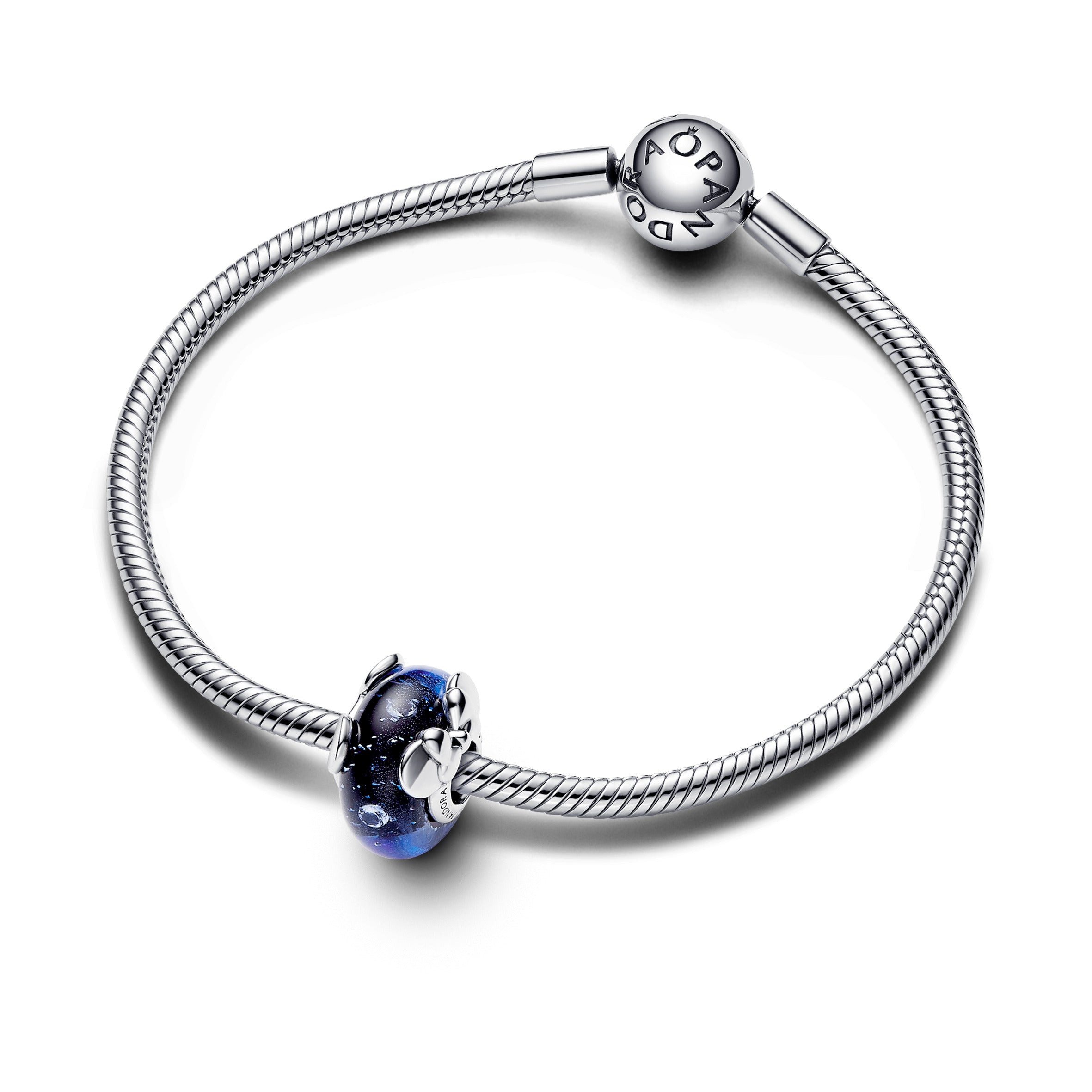 Disney Mickey Mouse & Minnie Mouse Blue Murano Glass Charm