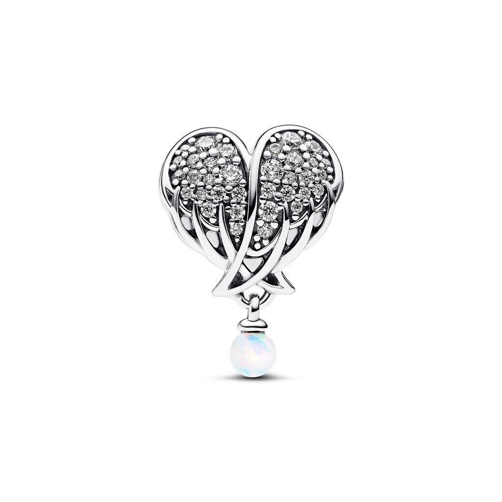 Sparkling Angel Wings & Heart  Charm