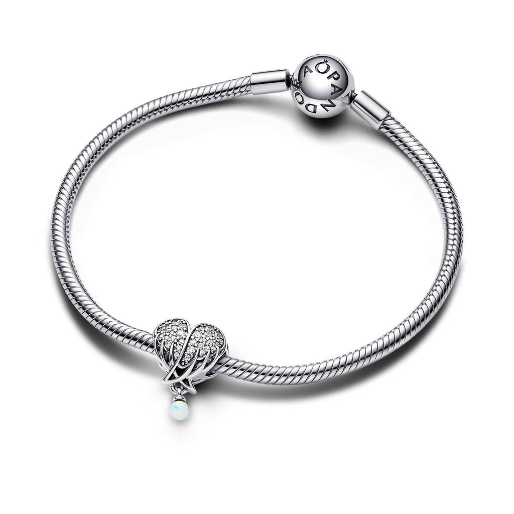 Sparkling Angel Wings & Heart  Charm