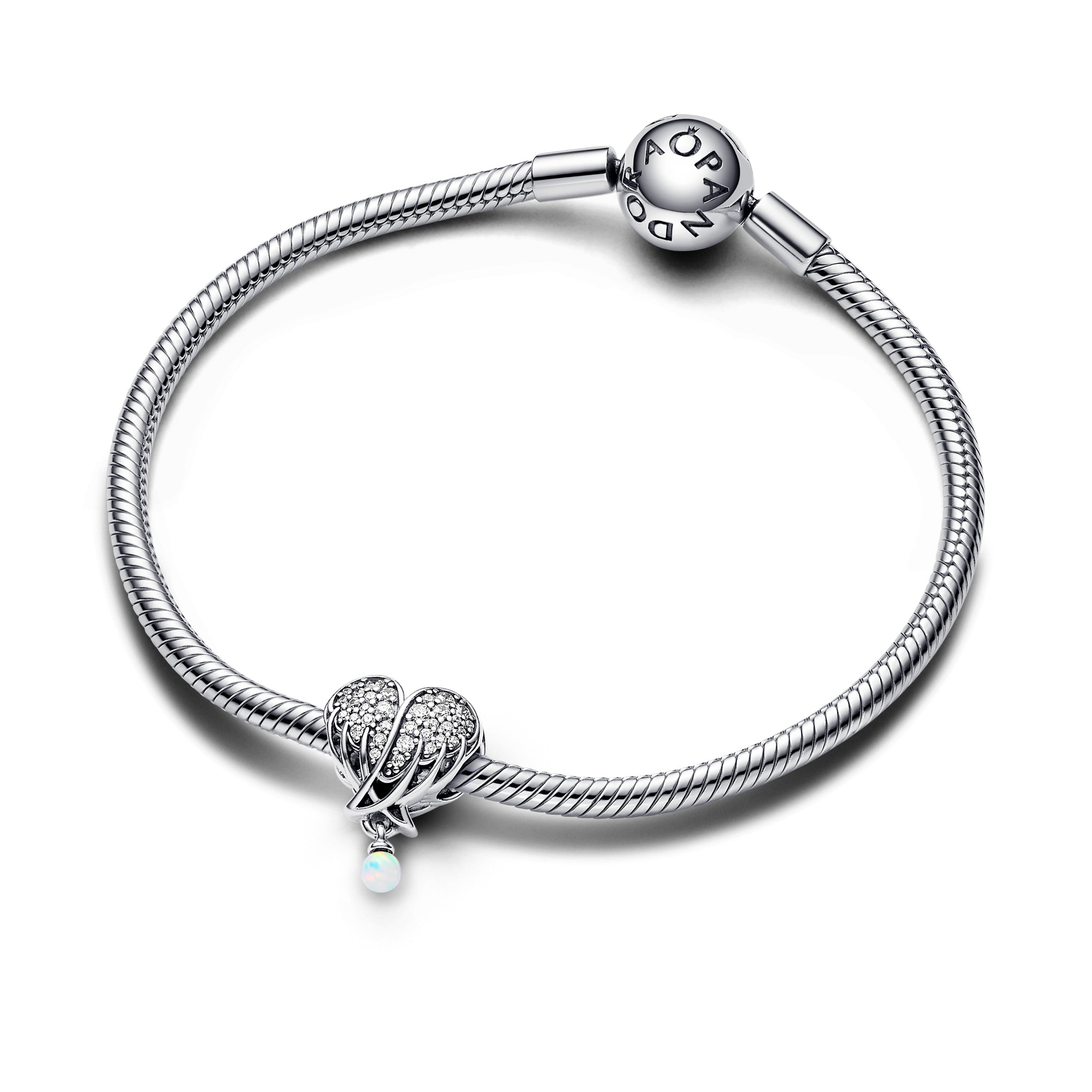 Sparkling Angel Wings & Heart  Charm