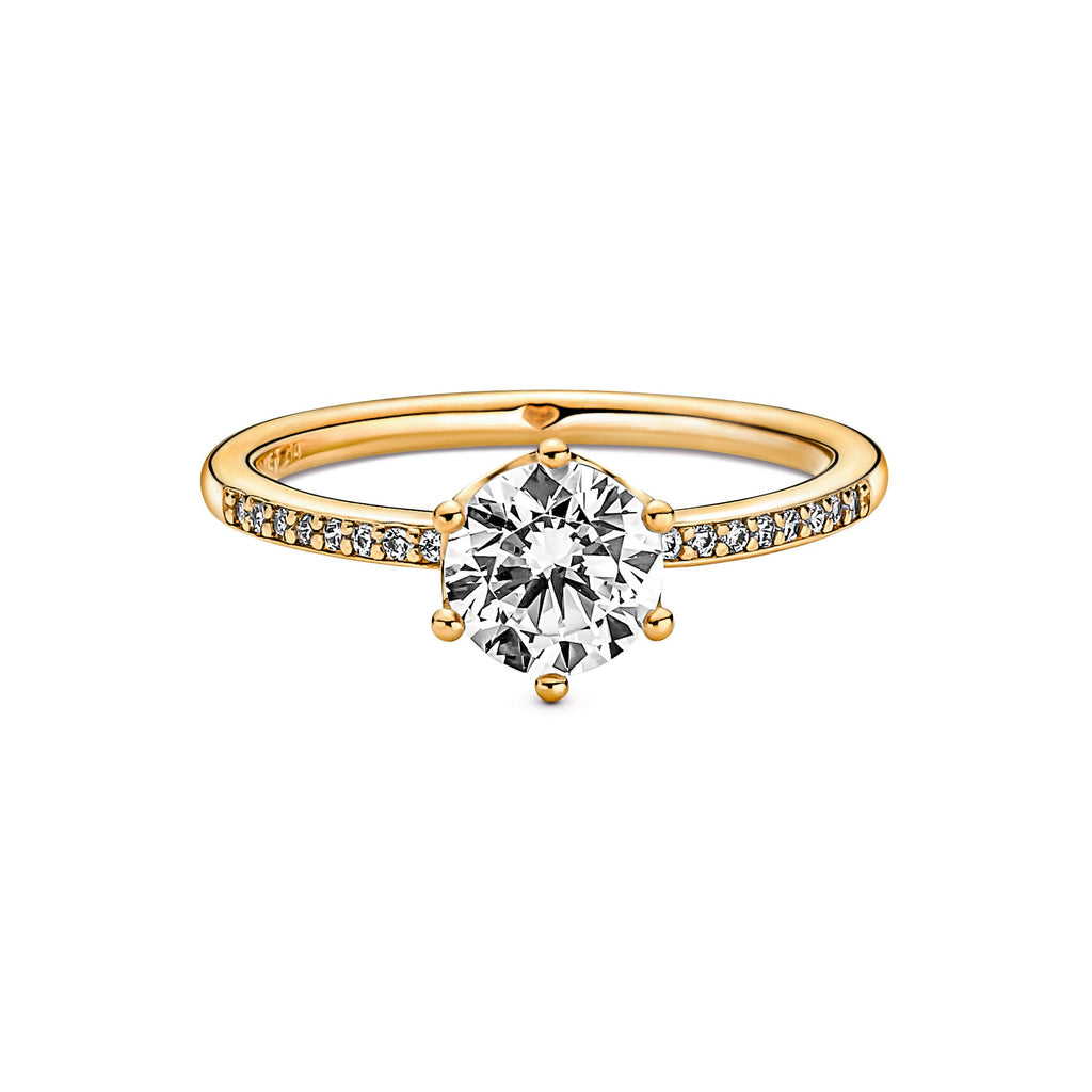 Clear Sparkling Crown Solitaire Ring