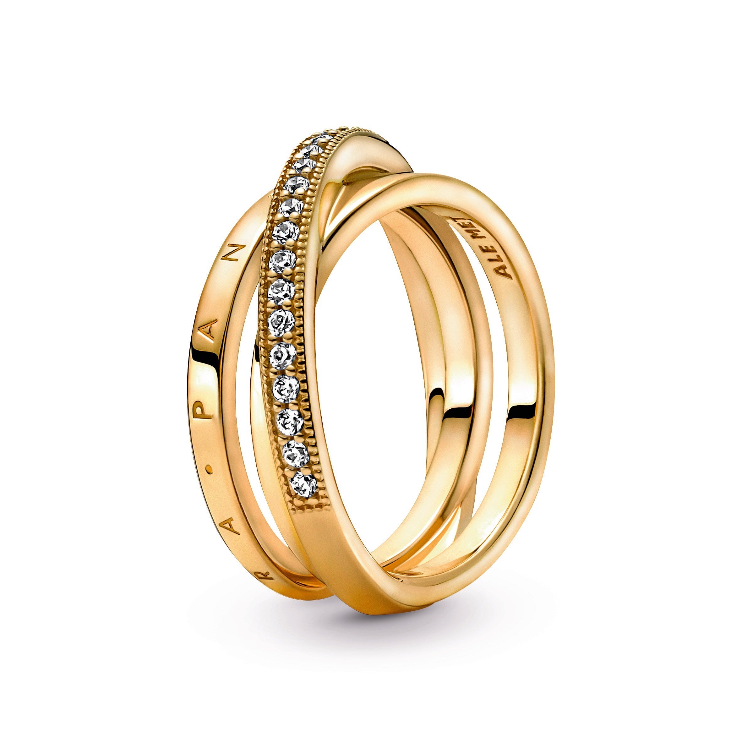 Crossover Pavé Triple Band Ring