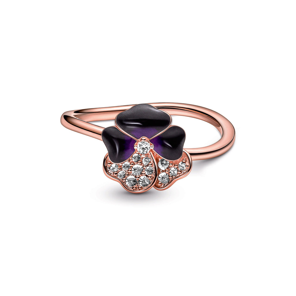 Deep Purple Pansy Flower Ring