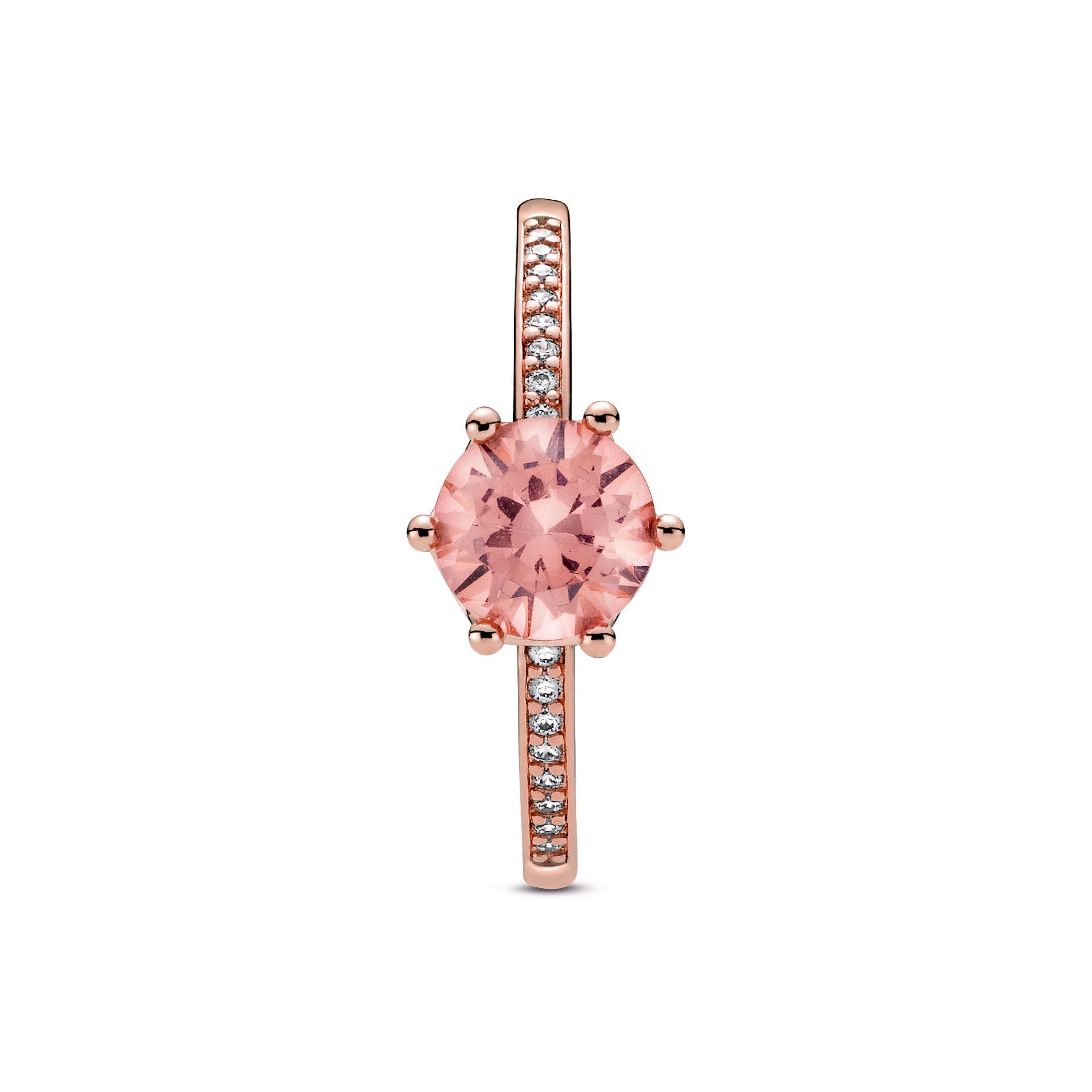 Pink Sparkling Crown Solitaire Ring