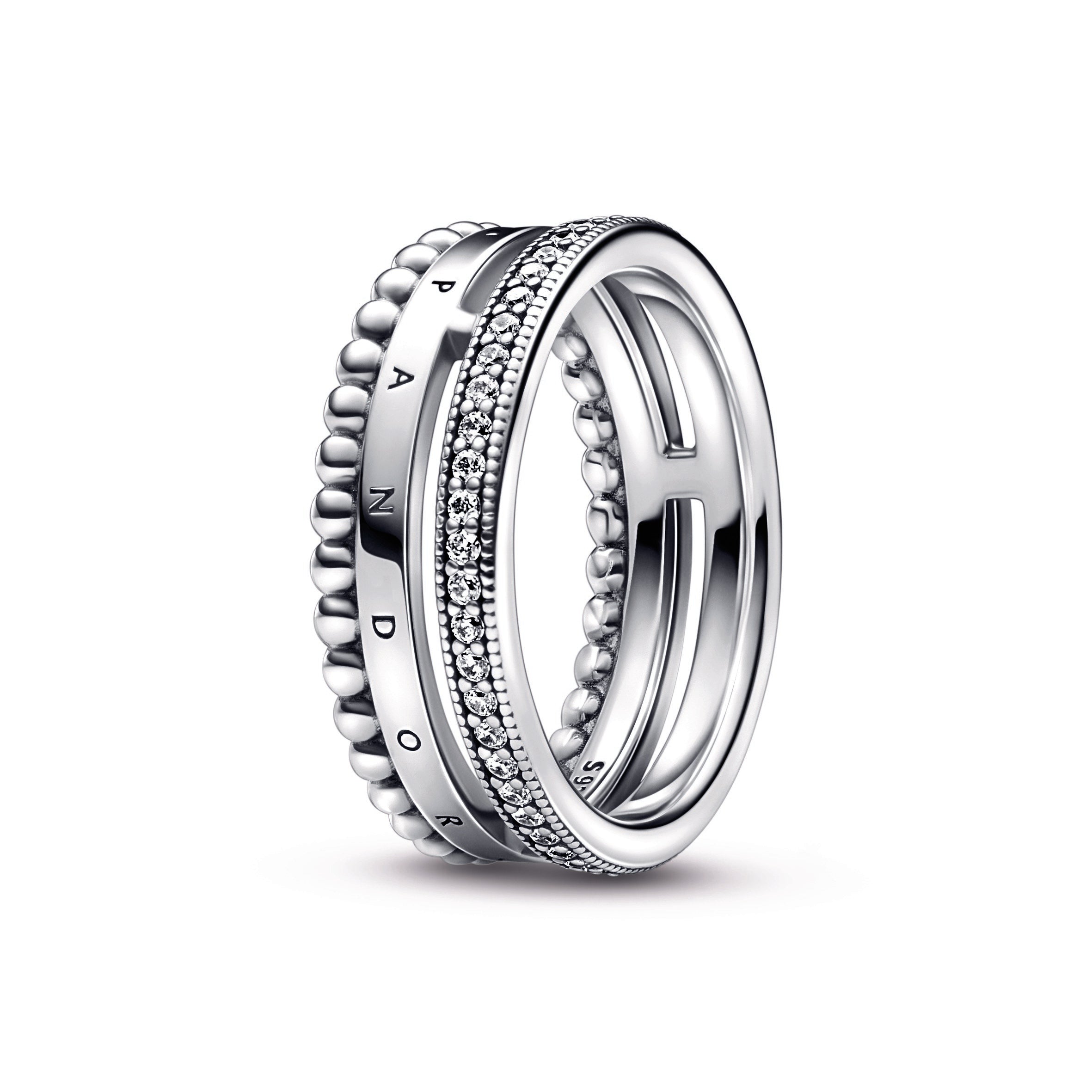 Pandora Signature Logo Pavé & Beads Ring