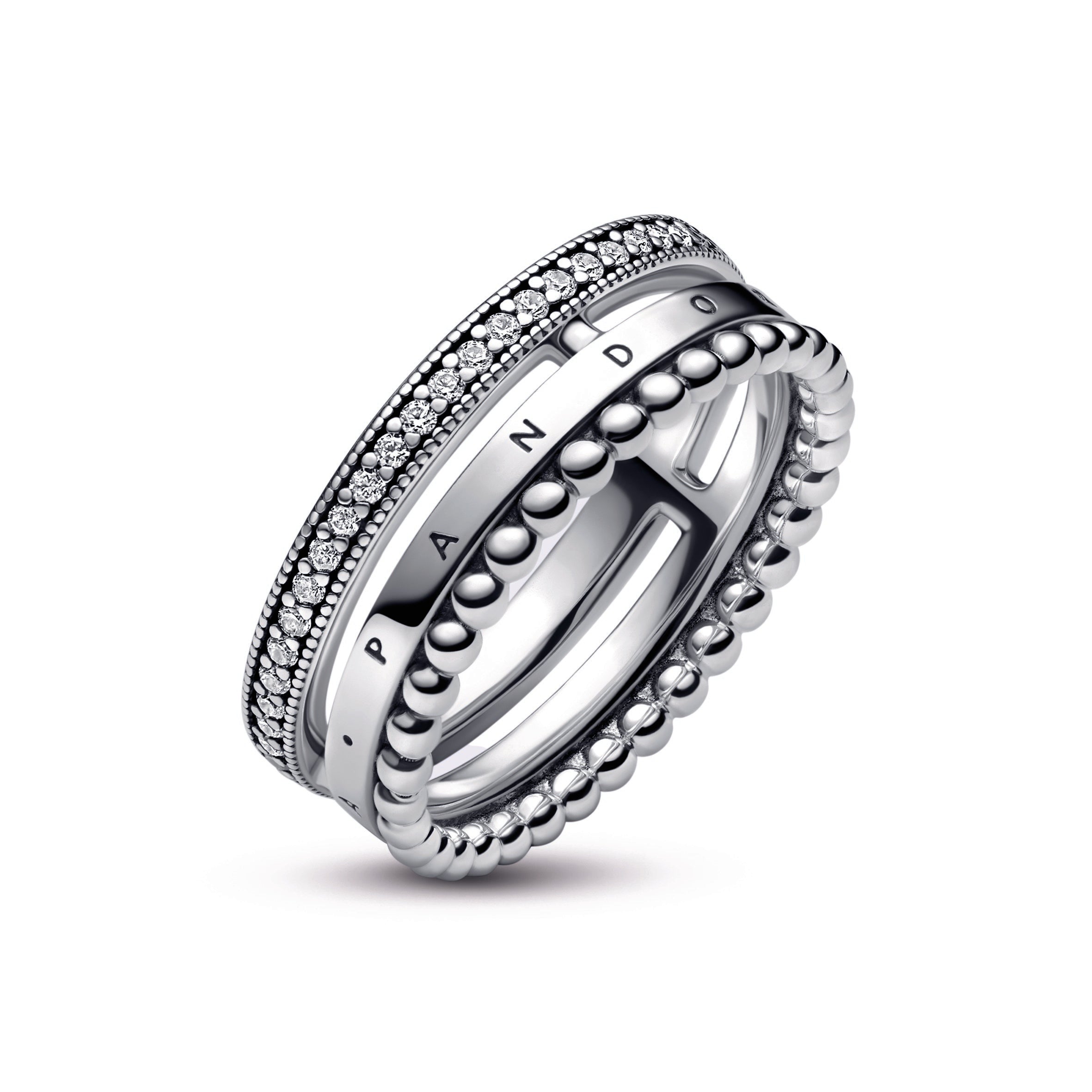 Pandora Signature Logo Pavé & Beads Ring