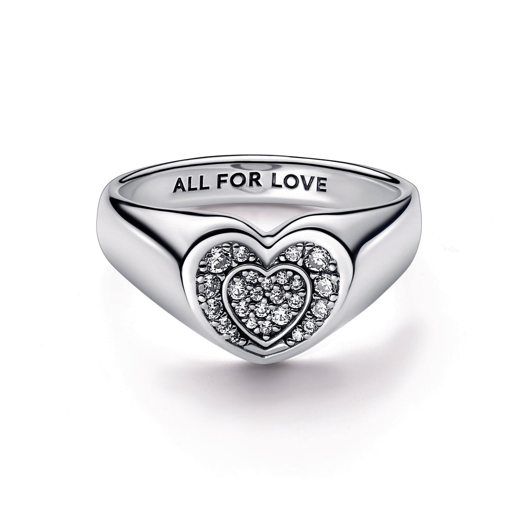 Radiant Heart Pavé Signet Ring