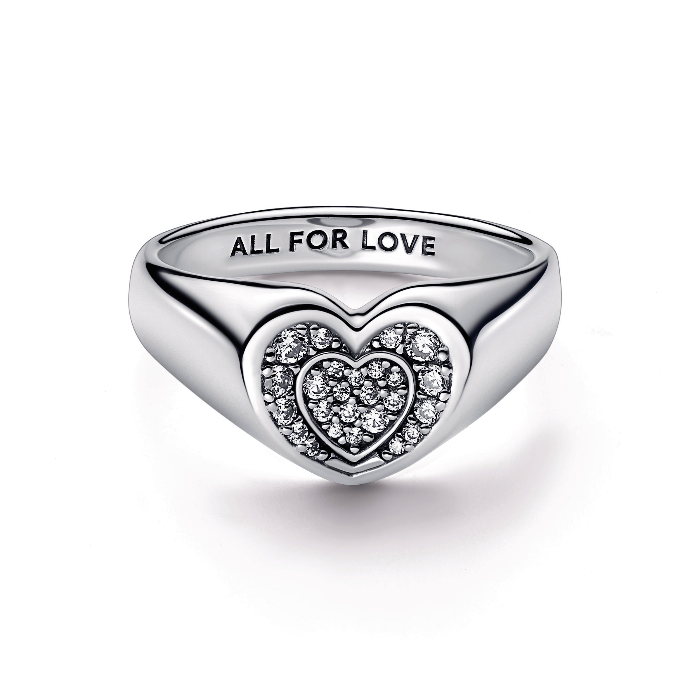 Radiant Heart Pavé Signet Ring