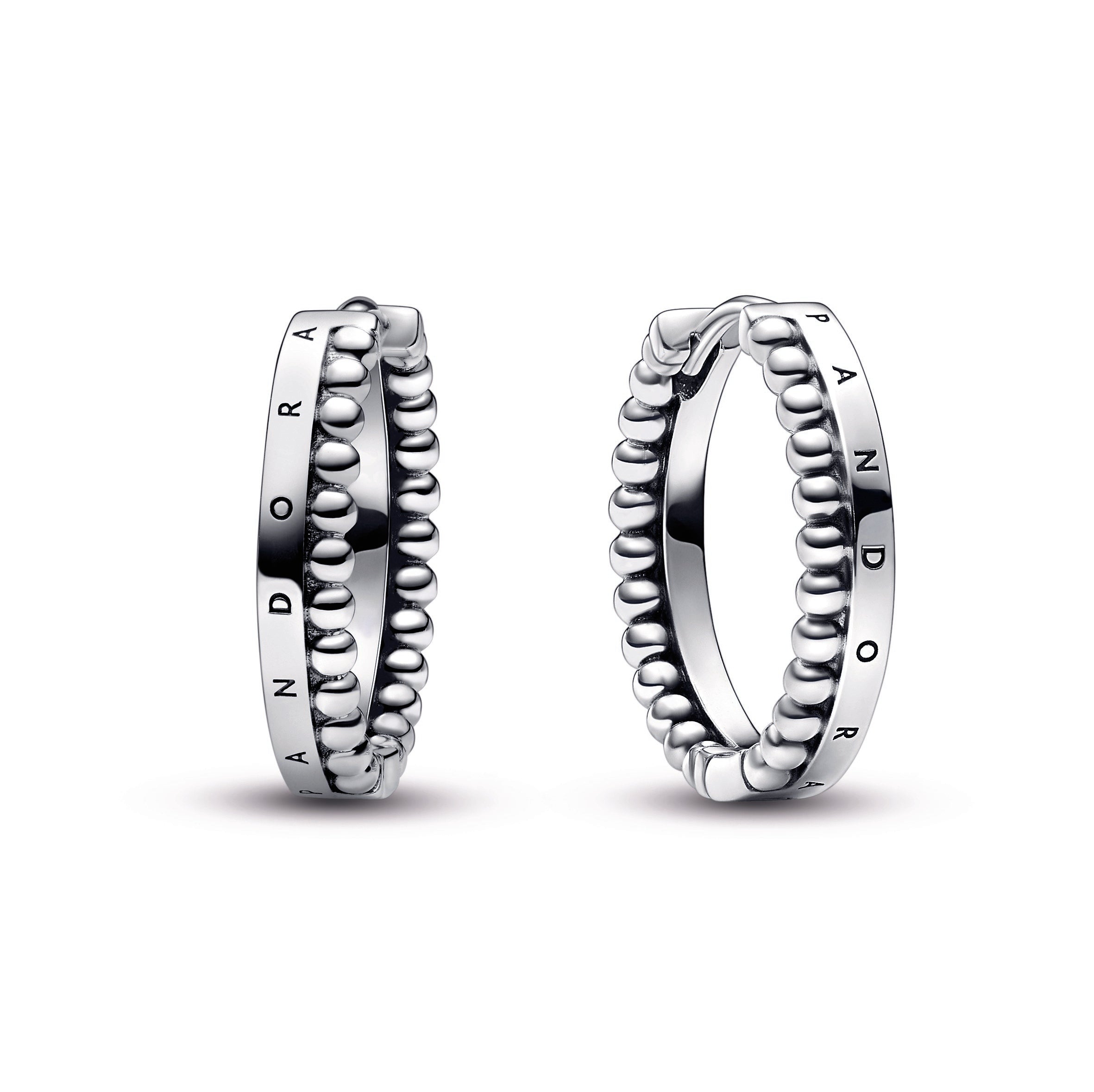 Pandora Signature Logo & Beads Hoop Earrings
