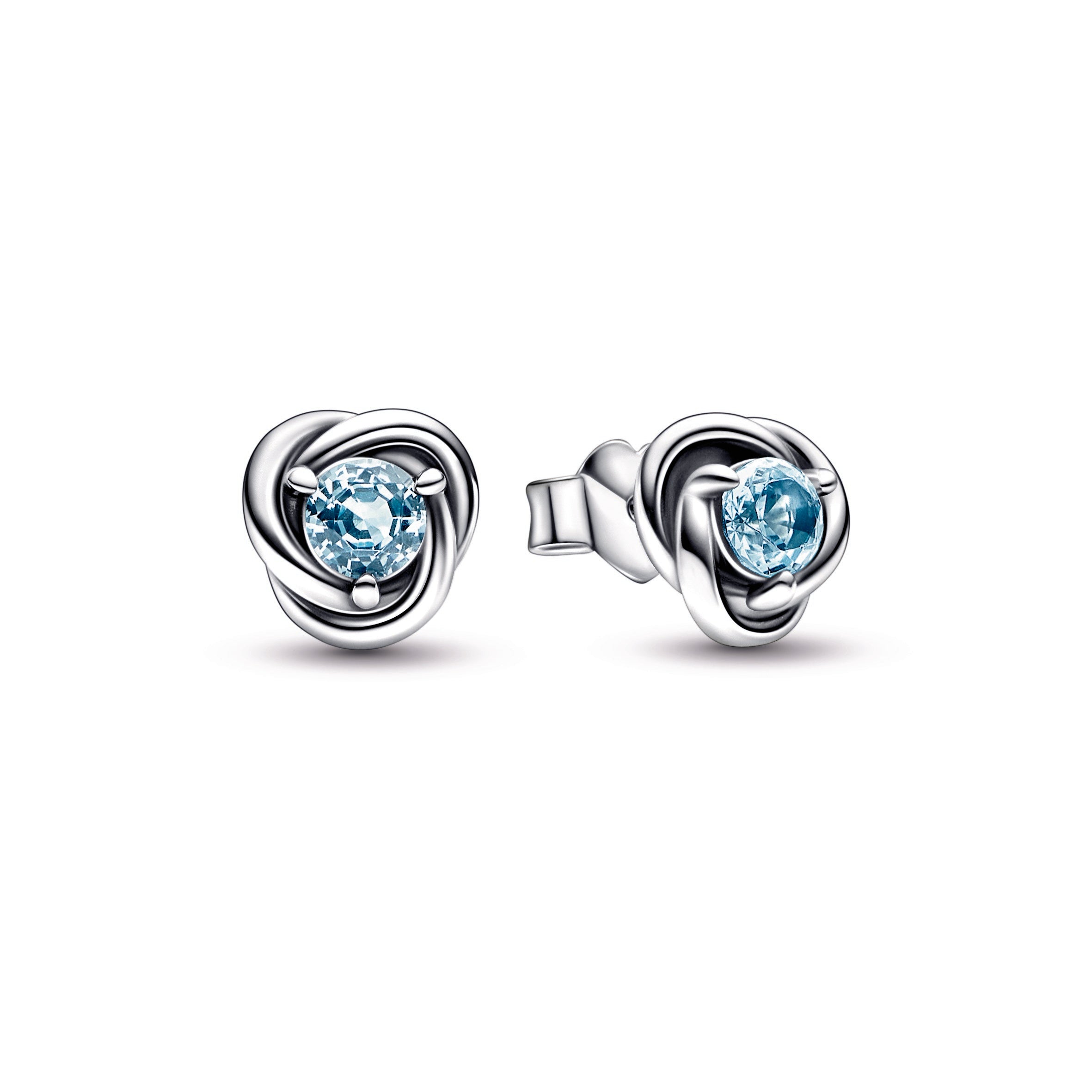 Sea Aqua Blue Eternity Circle Stud Earrings