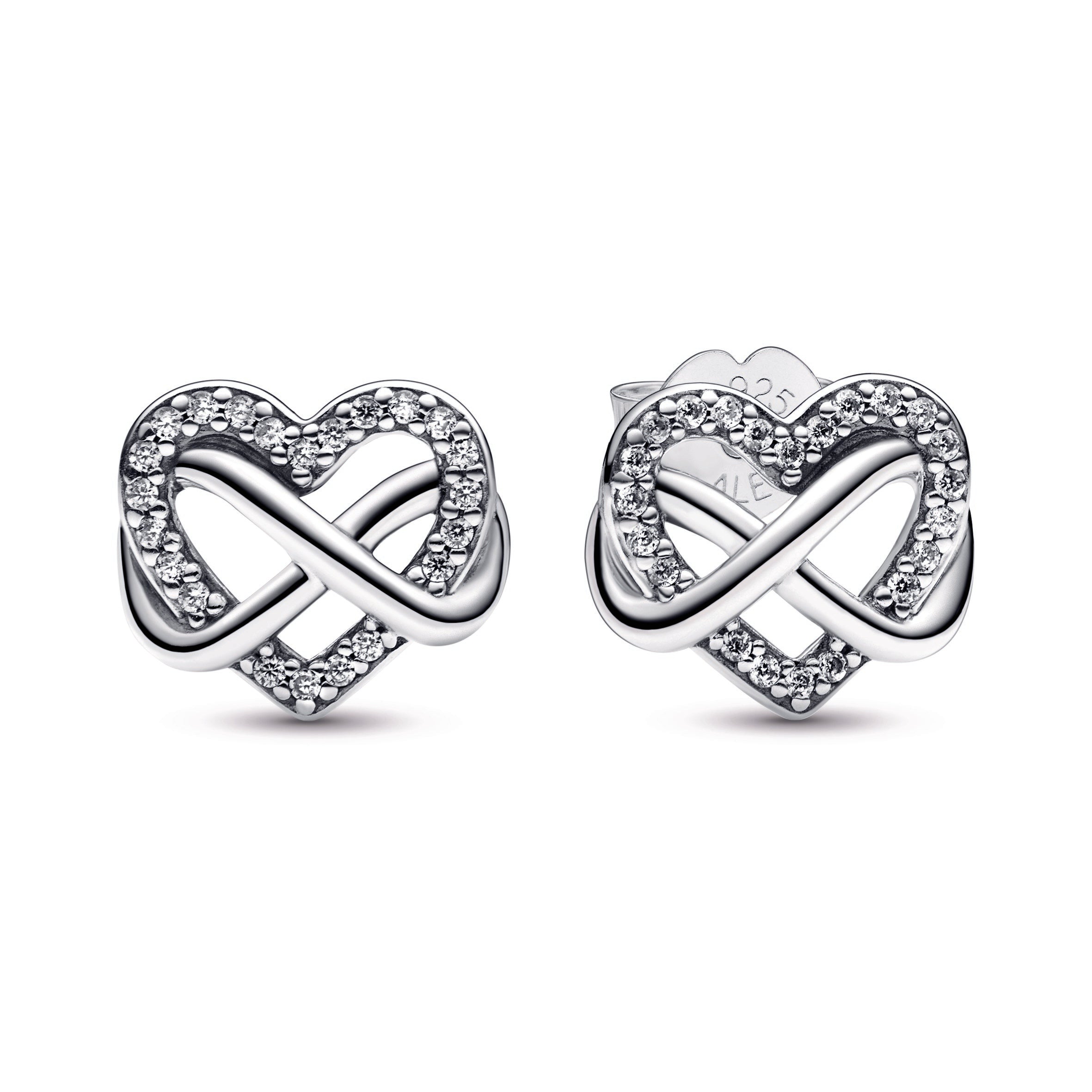 Sparkling Infinity Heart Stud Earrings