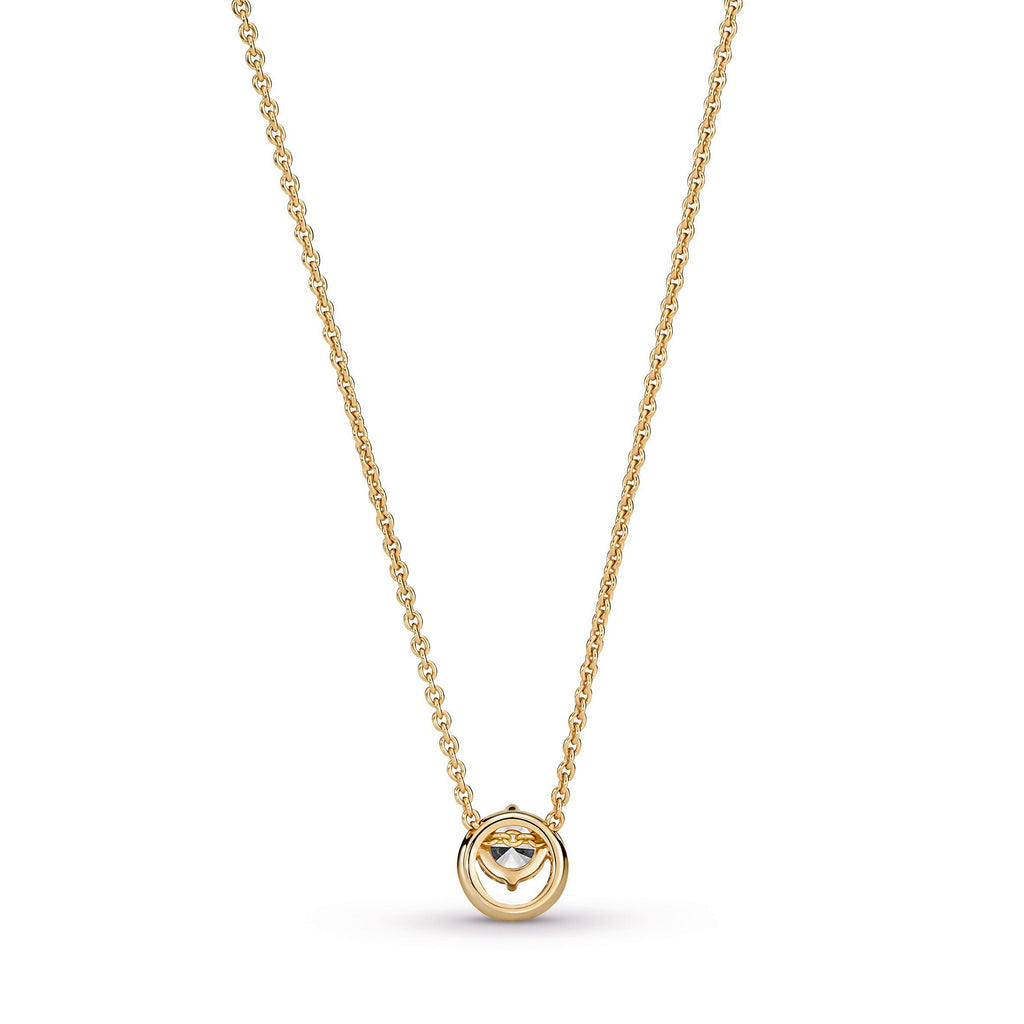 Sparkling Round Halo Pendant Collier Necklace