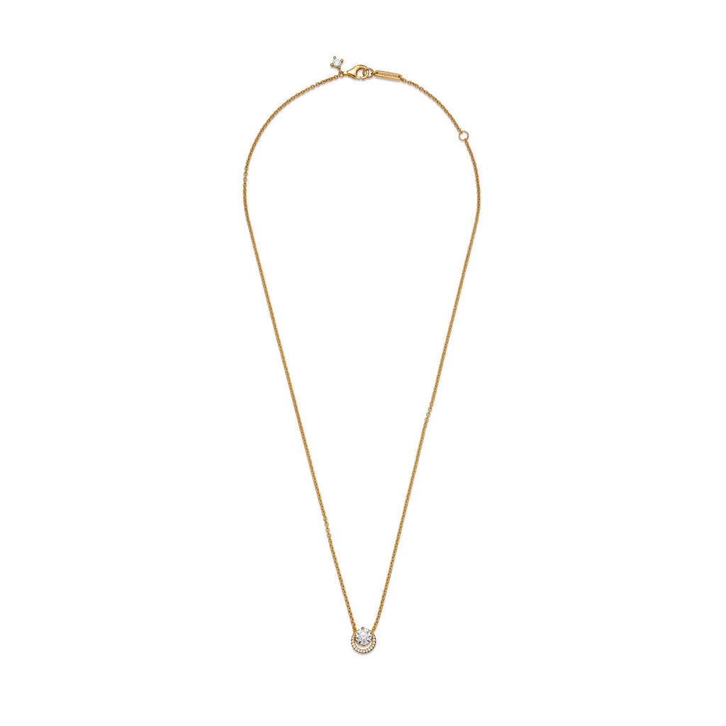 Sparkling Round Halo Pendant Collier Necklace