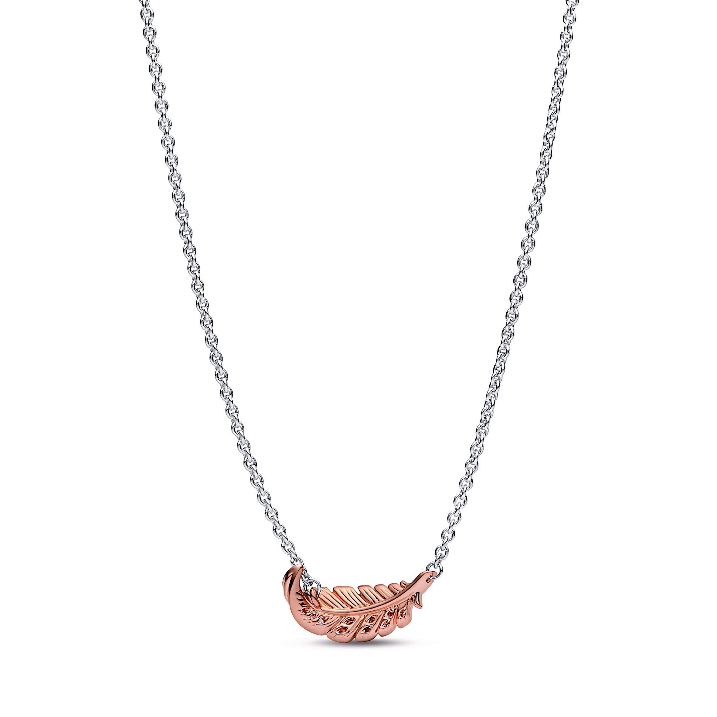 Two-Tone Floating Curved Feather Collier Necklace