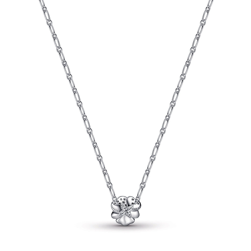Blue Pansy Flower Pendant Necklace