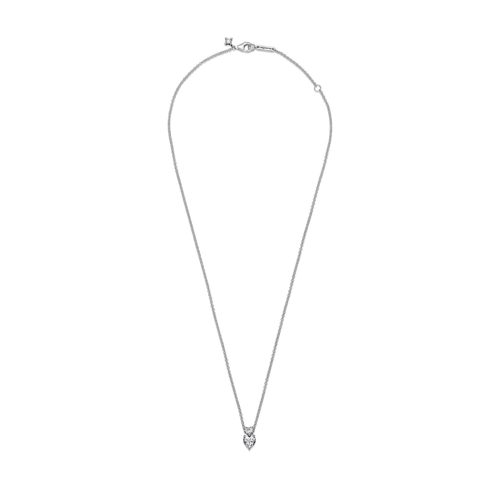 Double Heart Pendant Sparkling Collier Necklace