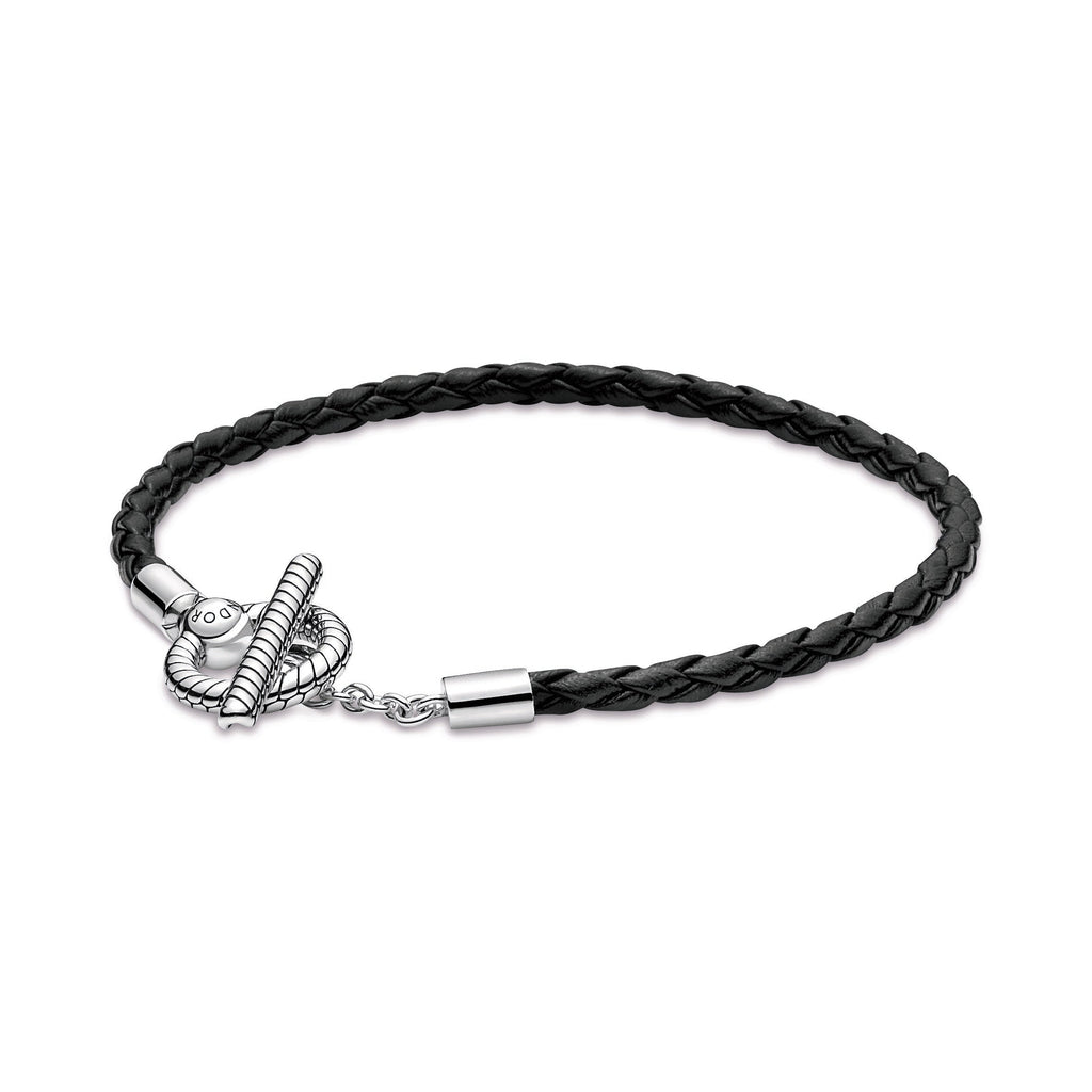 Pandora Moments Braided Leather T-bar Bracelet