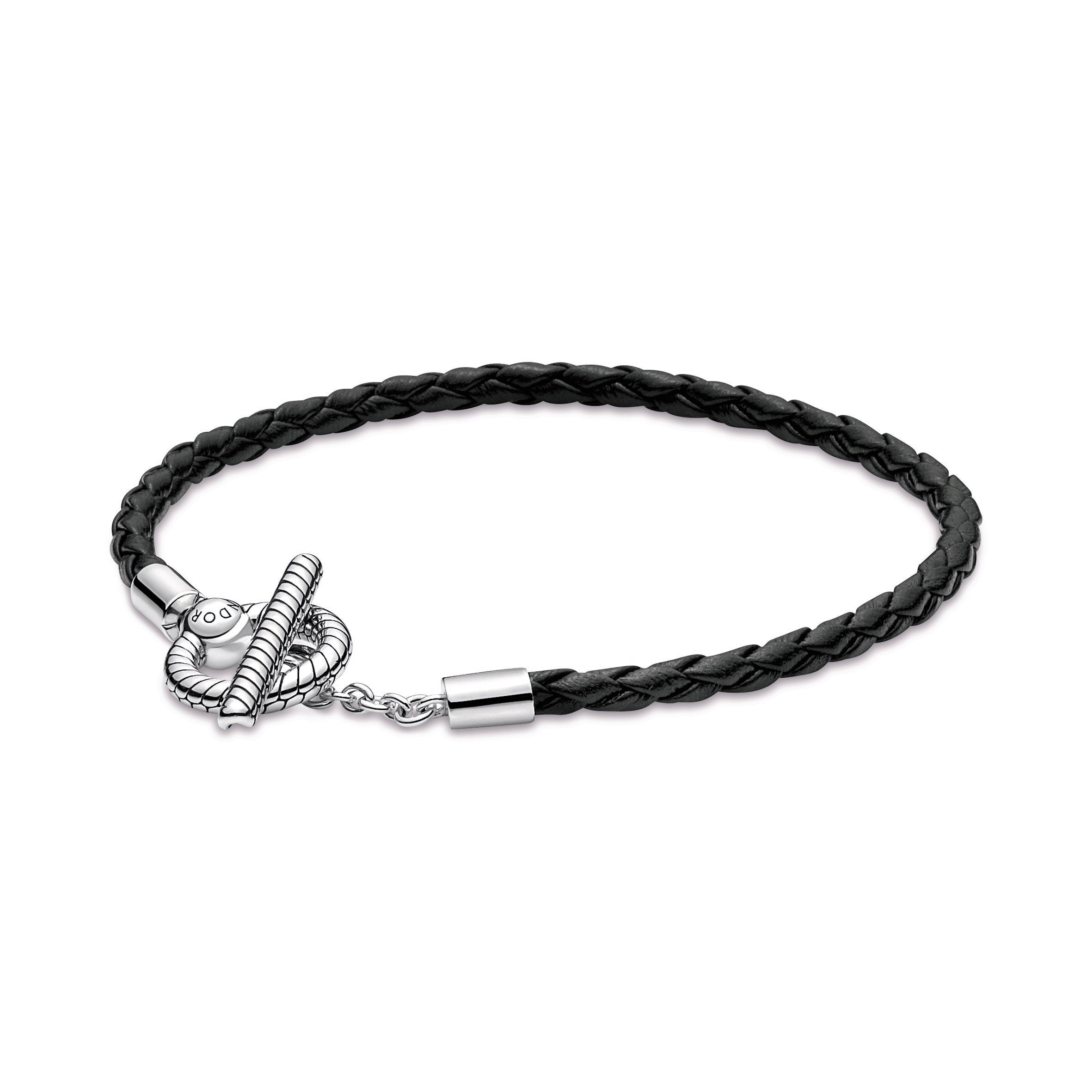 Pandora Moments Braided Leather T-bar Bracelet