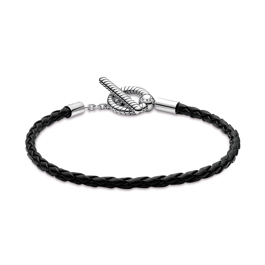 Pandora Moments Braided Leather T-bar Bracelet