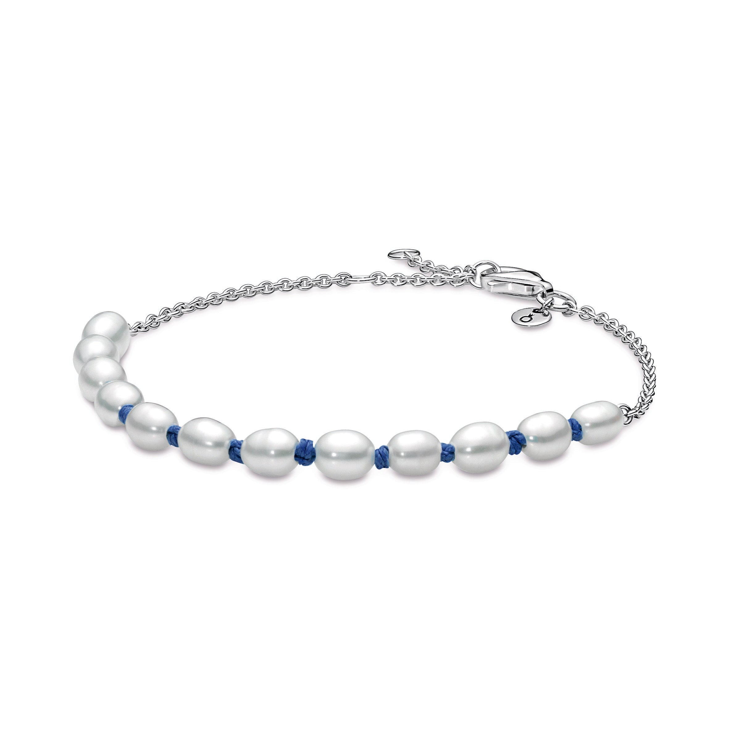 Freshwater Cultured Pearl Blue Cord Chain Bracelet
