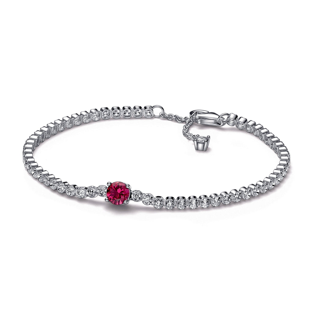 Red Sparkling Round Pavé Tennis Bracelet