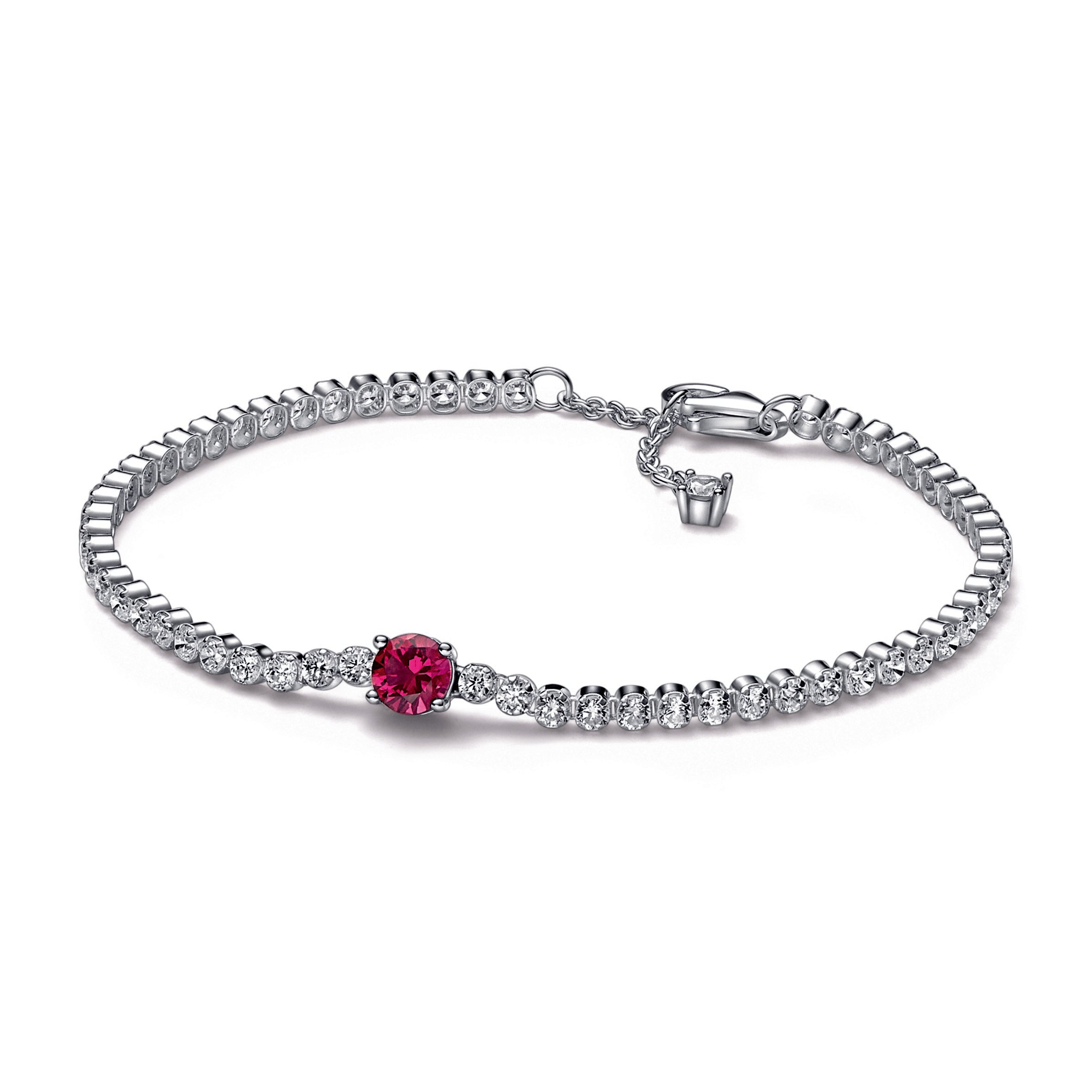 Red Sparkling Round Pavé Tennis Bracelet