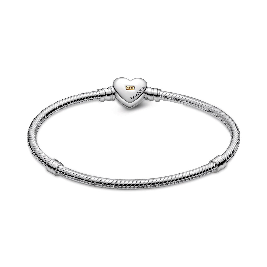 Domed Golden Heart Clasp Snake Chain Bracelet