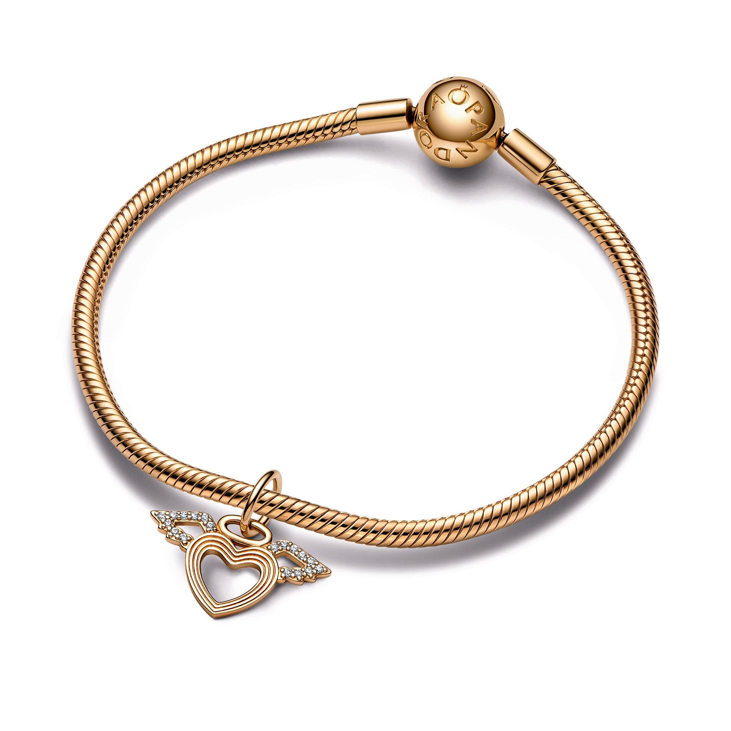 Heart & Angel Wings Dangle Charm