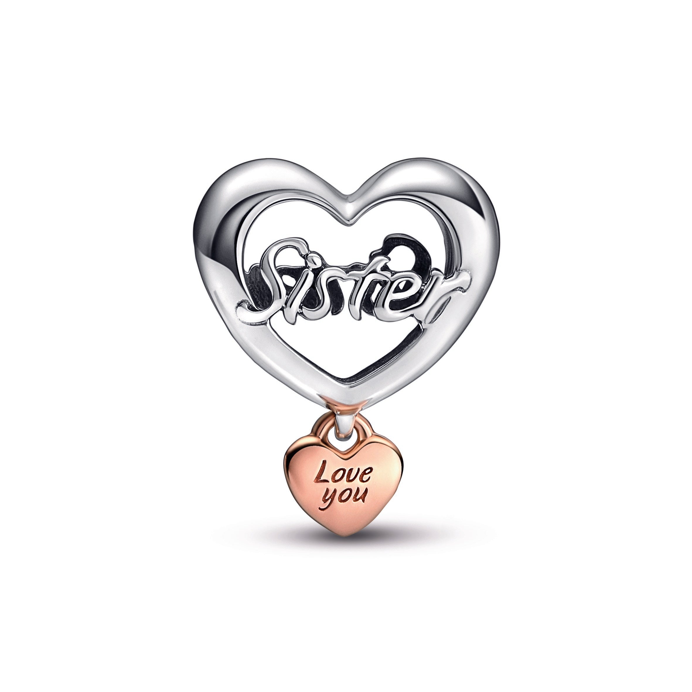 Love You Sister Heart Charm