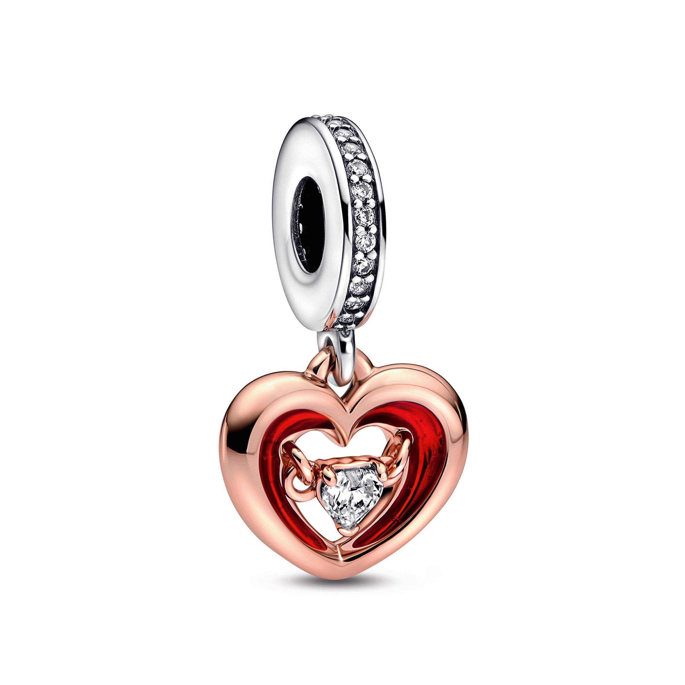 Two-tone Radiant Heart Dangle Charm