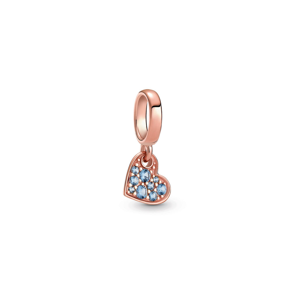 Light Blue Pavé Tilted Heart Dangle Charm