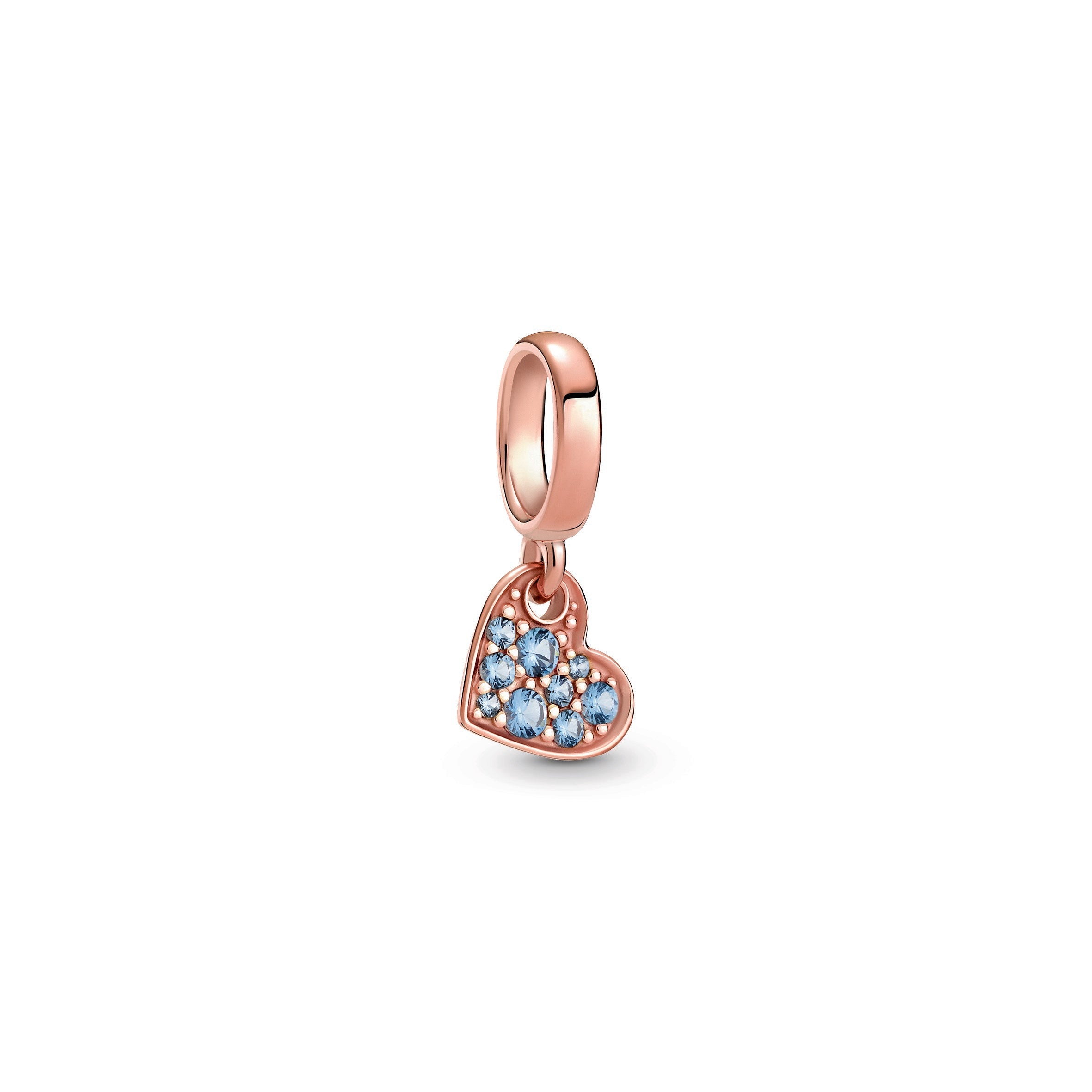 Light Blue Pavé Tilted Heart Dangle Charm