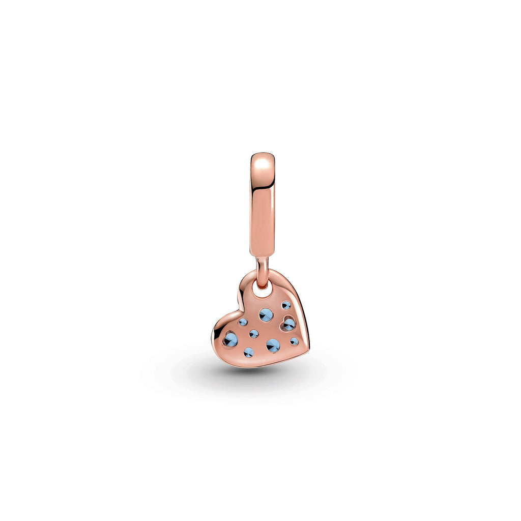Light Blue Pavé Tilted Heart Dangle Charm