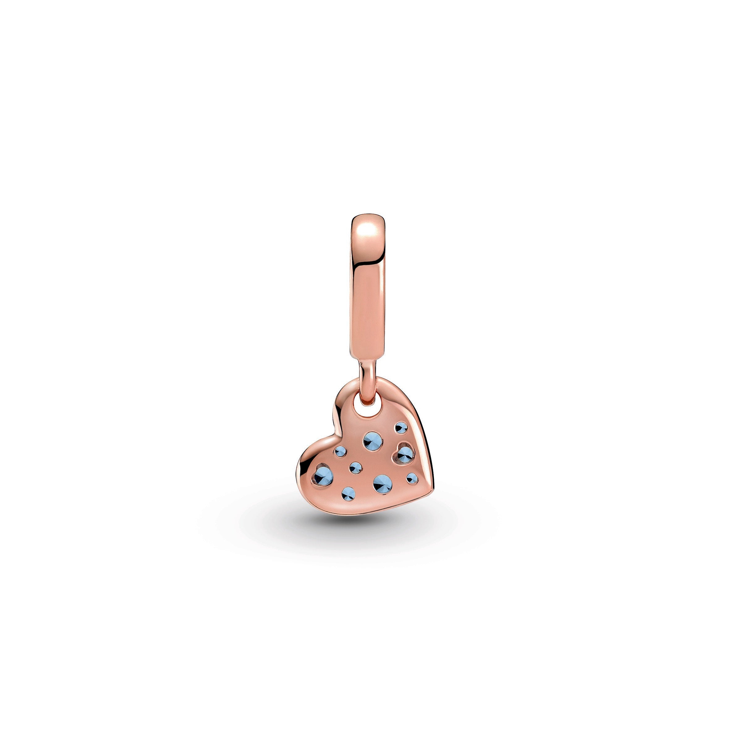 Light Blue Pavé Tilted Heart Dangle Charm