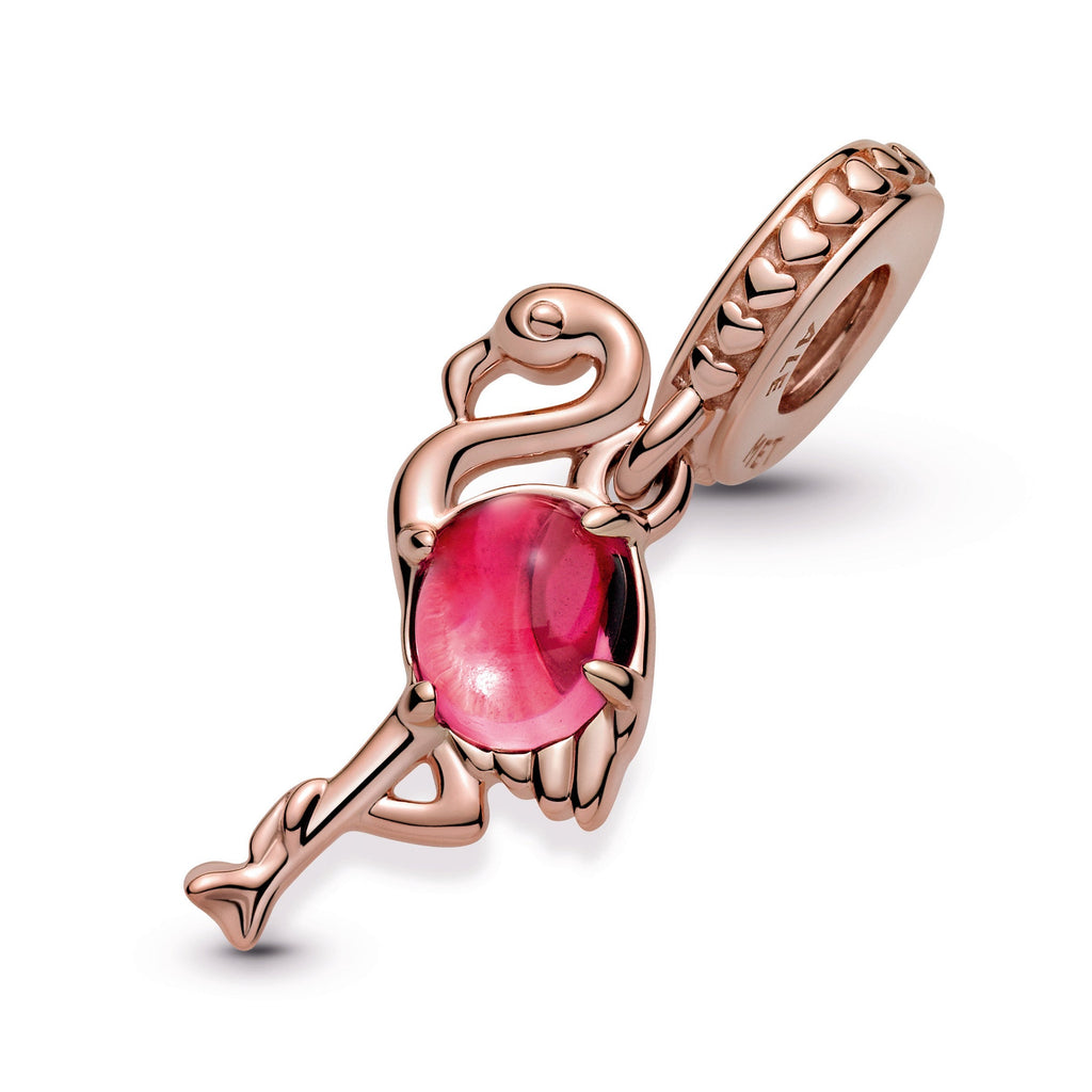 Pink Murano Glass Flamingo Dangle Charm