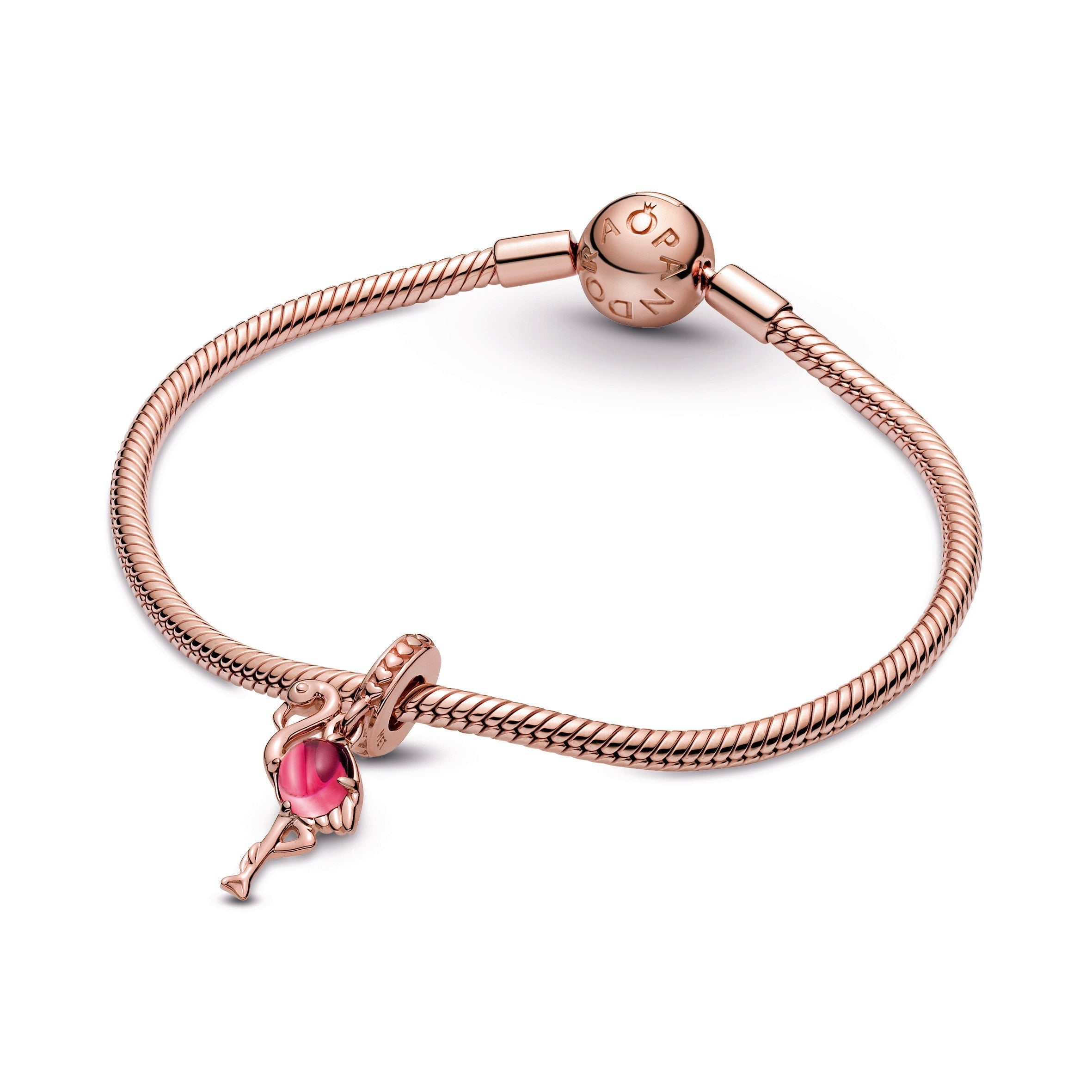 Pink Murano Glass Flamingo Dangle Charm