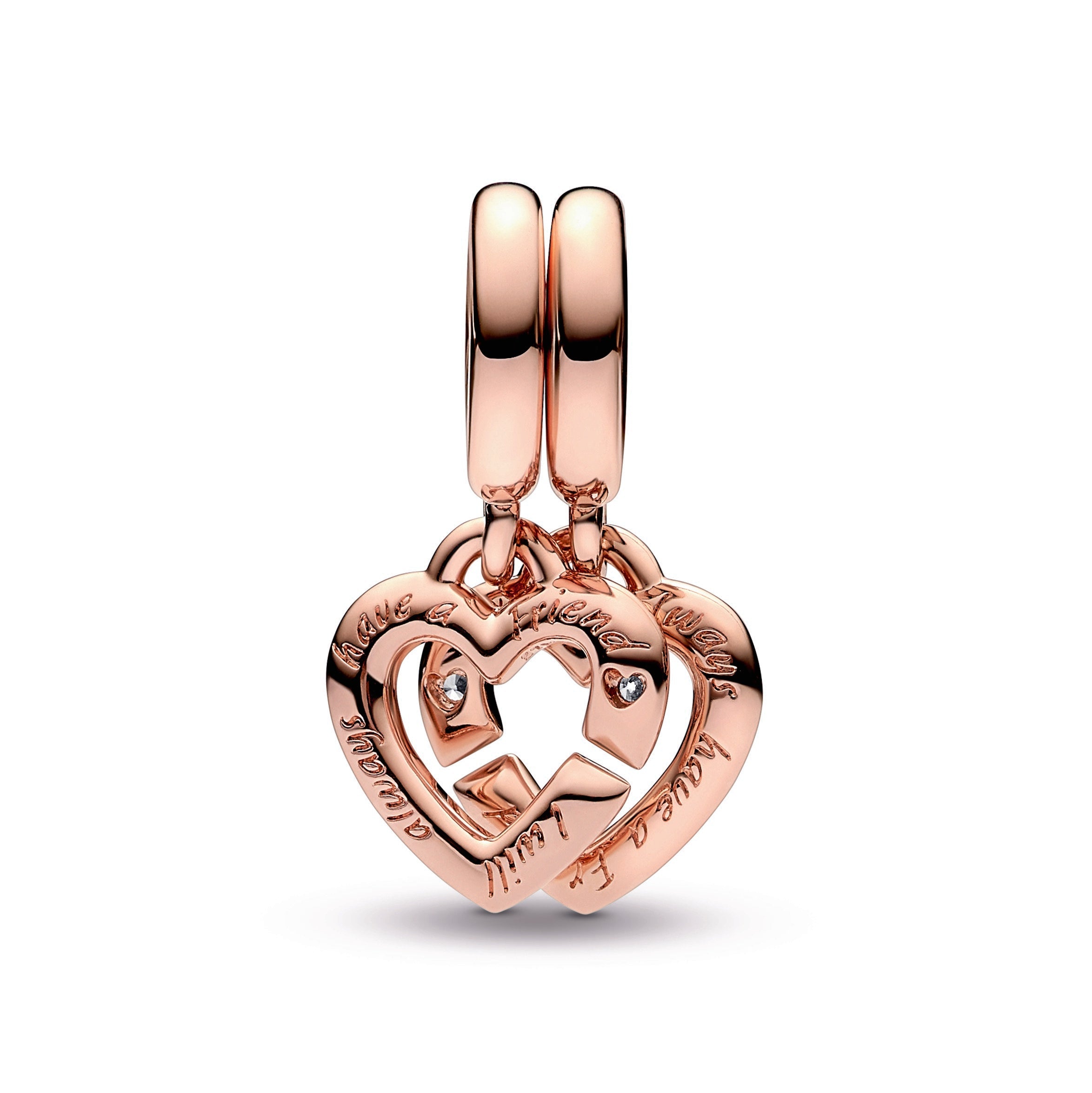 Linked Sister Hearts Split Dangle Charm
