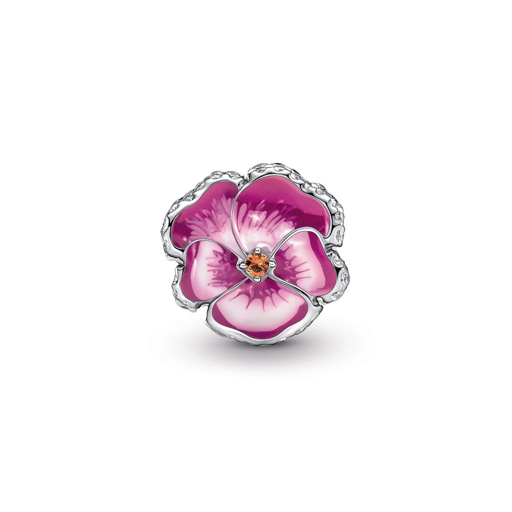 Pink Pansy Flower Charm