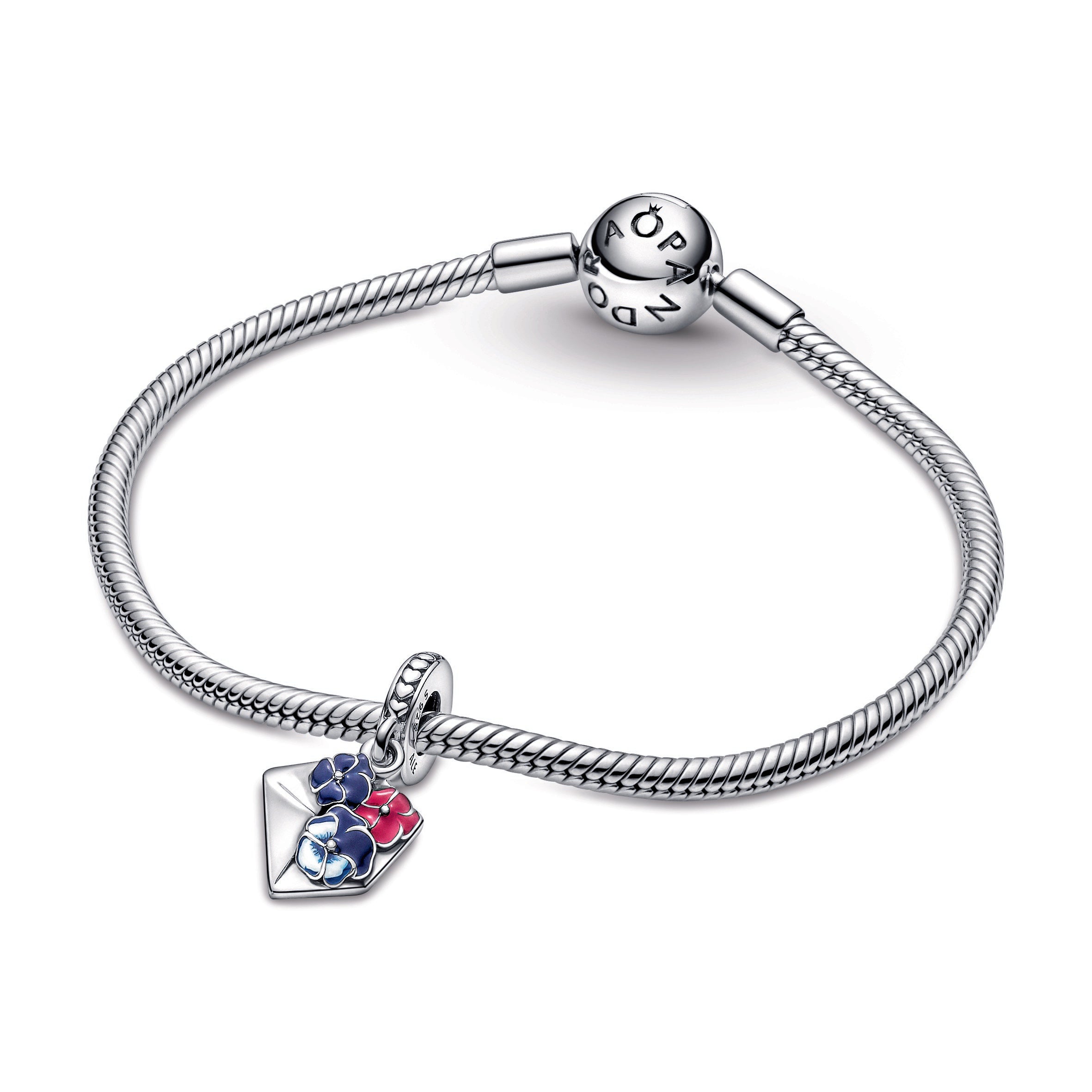 Pansy Flower Envelope Dangle Charm