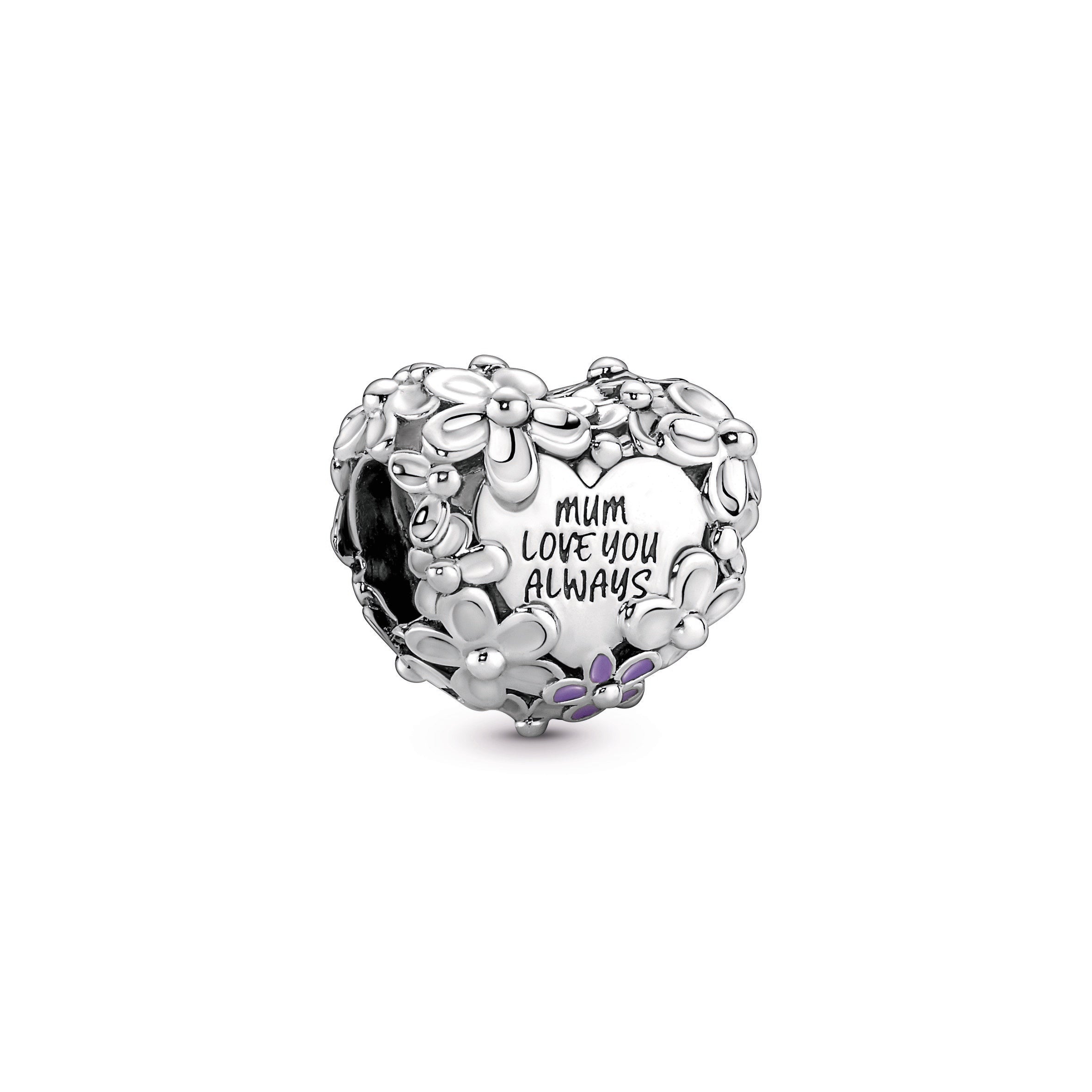 Mum Daisy Heart Charm