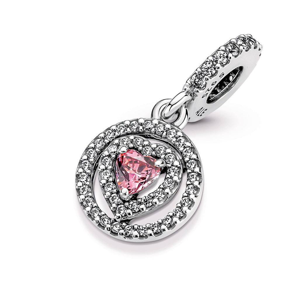 Sparkling Double Halo Heart Dangle Charm
